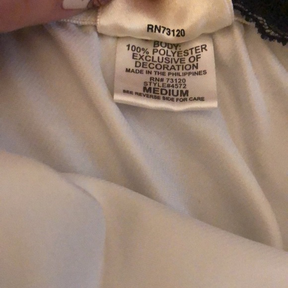 Frederick’s Of Hollywood Sexy Halter Chemise Sz. M White Black Lace Low Cut - Picture 7 of 7